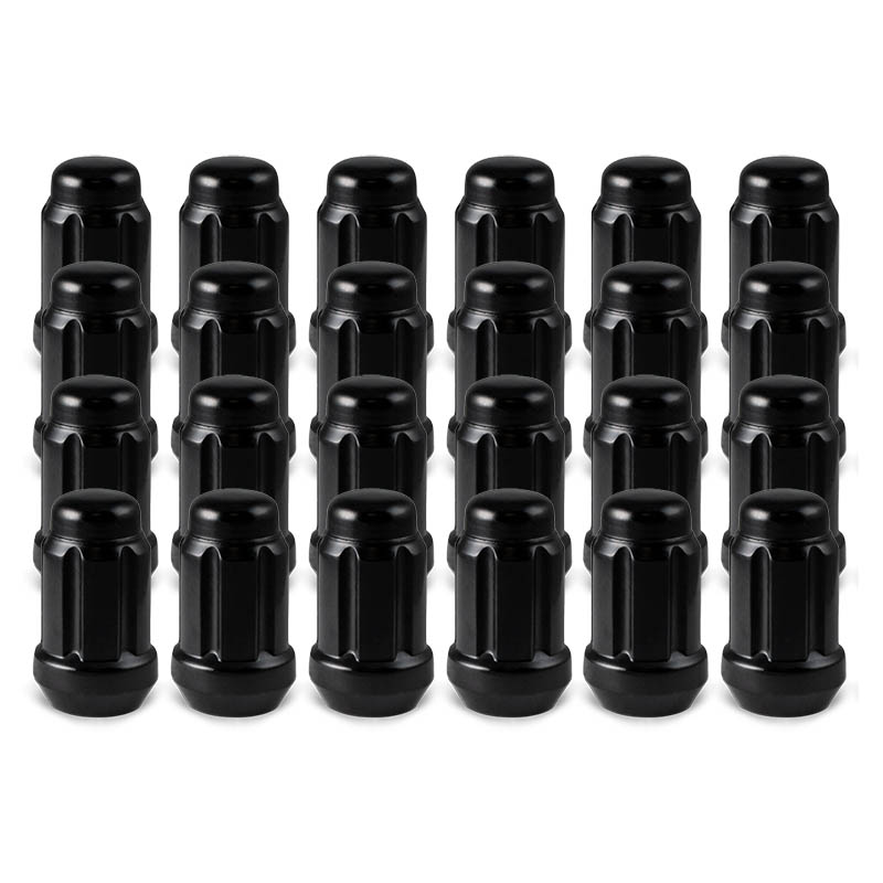 RHI | Lug Nuts (24) - Closed End, Spline - Black Chrome  - 12x1.25 X 35mm (1.38")