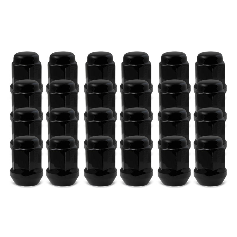 RHI | Lug Nuts (20 + 4 Locks) - Closed End, Bulge Acorn (18 Point) - Black Chrome  - 14x1.5 X 35mm (1.38")