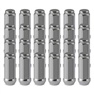 RHI | Lug Nuts (20 + 4 Locks) - Closed End (Long), Bulge Acorn (18 Point) - Chrome - 14x1.5 X 48mm (1.90")