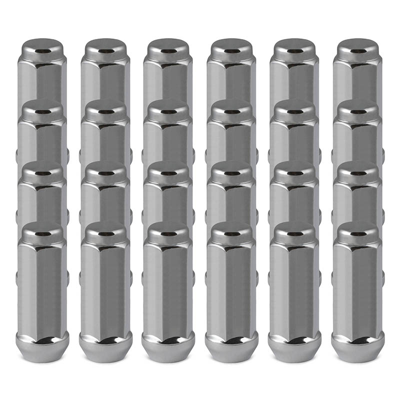 RHI | Lug Nuts (20 + 4 Locks) - Closed End (Long), Bulge Acorn (18 Point) - Chrome - 14x1.5 X 48mm (1.90")