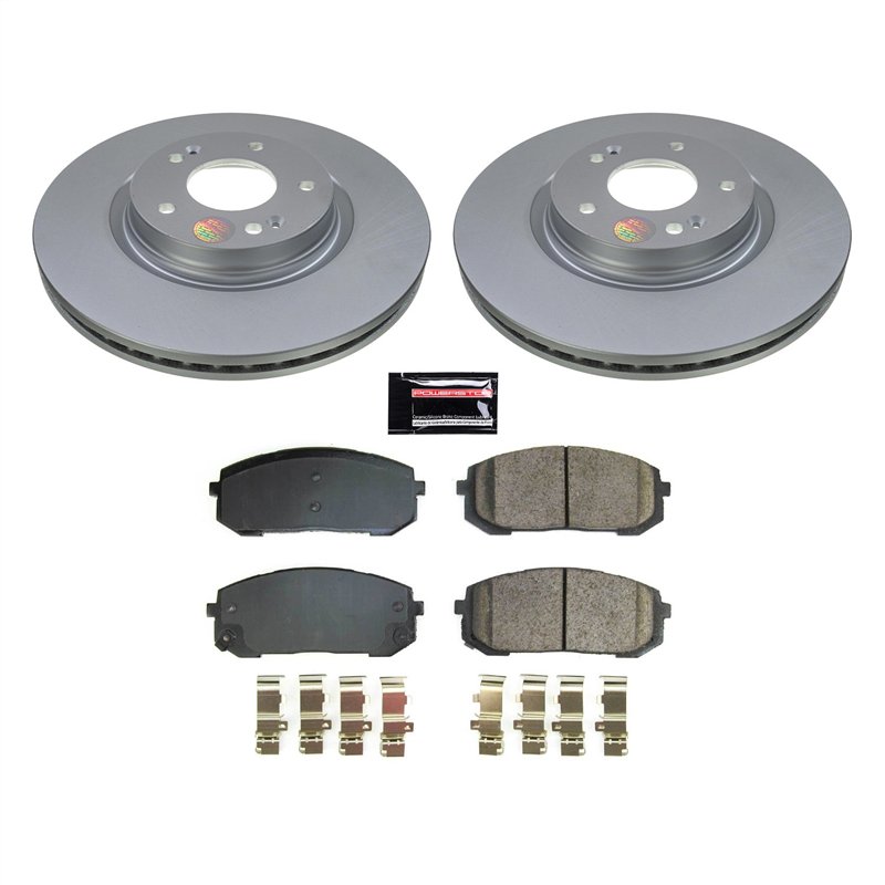 PowerStop | Genuine Geomet Coated Rotor and Low-Dust Ceramic Brake Pad Kit - Front - Elantra / Sonata / K5 2020-2024