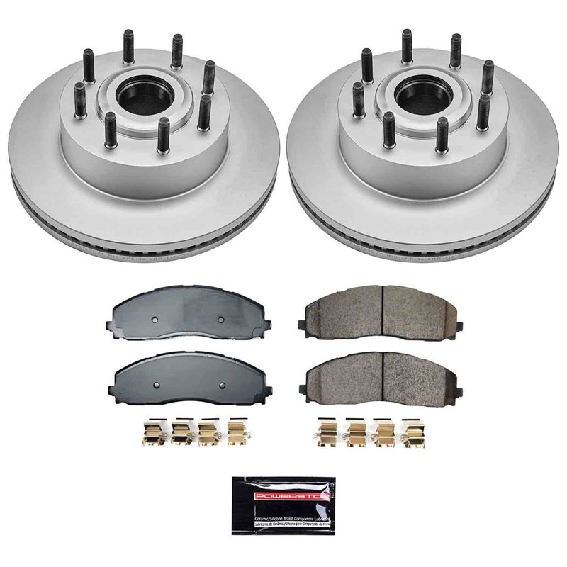 PowerStop | Genuine Geomet Coated Rotor and Low-Dust Ceramic Brake Pad Kit - Front - F-350 6.7L / 6.8L / 7.3L 2023-2024