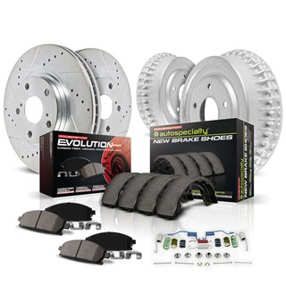 PowerStop | Z23 Daily Driver Carbon-Ceramic Pads Drilled+Slotted Rotors Drum+Shoe Kit - Fit 1.5L 2015-2020