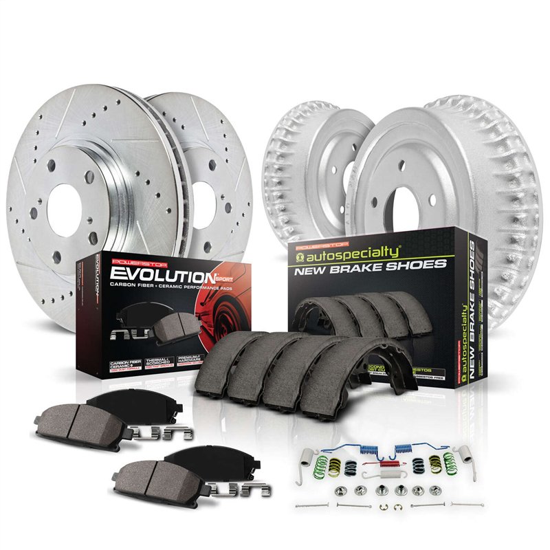 PowerStop | Z23 Daily Driver Carbon-Ceramic Pads Drilled+Slotted Rotors Drum+Shoe Kit - Fit 1.5L 2015-2020