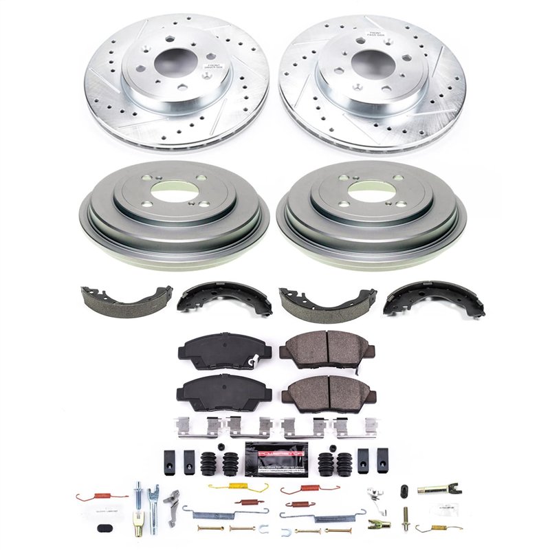 PowerStop | Z23 Daily Driver Carbon-Ceramic Pads Drilled+Slotted Rotors Drum+Shoe Kit - Fit 1.5L 2015-2020