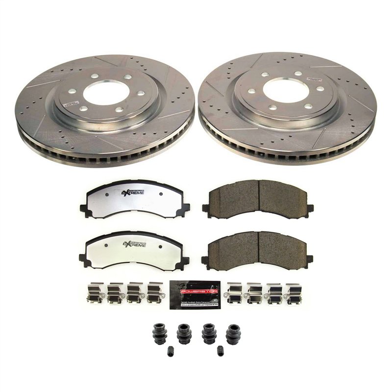 PowerStop | Z36 Truck and SUV Carbon-Fiber Ceramic Brake Pad and Drilled/Slotted Rotor Kit - Front