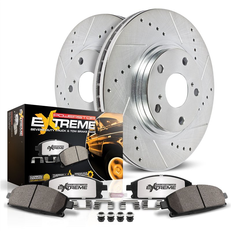 PowerStop | Z36 Truck and SUV Carbon-Fiber Ceramic Brake Pad and Drilled/Slotted Rotor Kit - Arrière