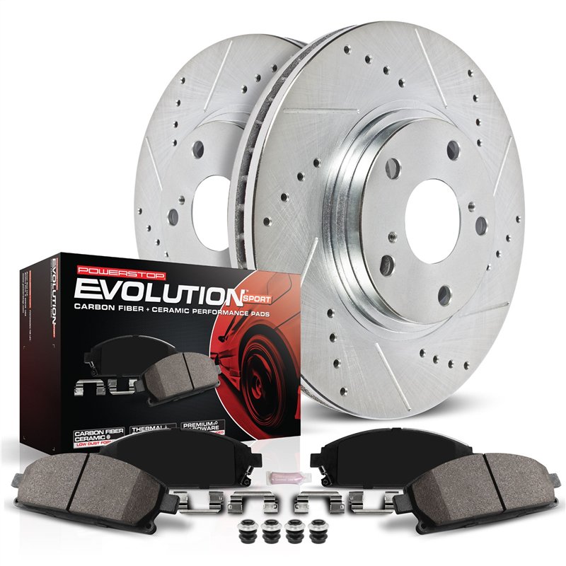 PowerStop | Z23 Daily Driver Carbon-Fiber Ceramic Brake Pad and Drilled/Slotted Rotor Kit - Arrière - Altima / Kicks 2019-2023