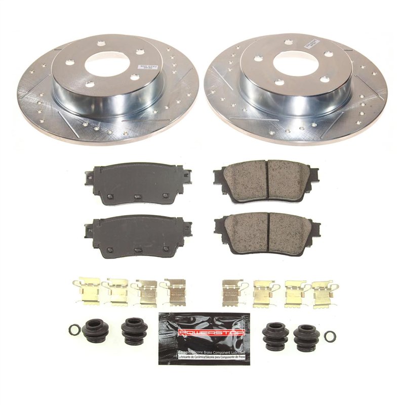 PowerStop | Z23 Daily Driver Carbon-Fiber Ceramic Brake Pad and Drilled/Slotted Rotor Kit - Arrière - Altima / Kicks 2019-2023