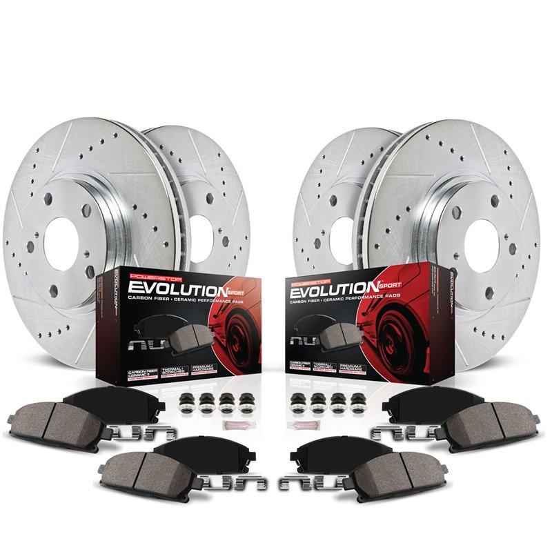 PowerStop | Z23 Daily Driver Carbon-Fiber Ceramic Brake Pad and Drilled/Slotted Rotor Kit - Avant & Arrière