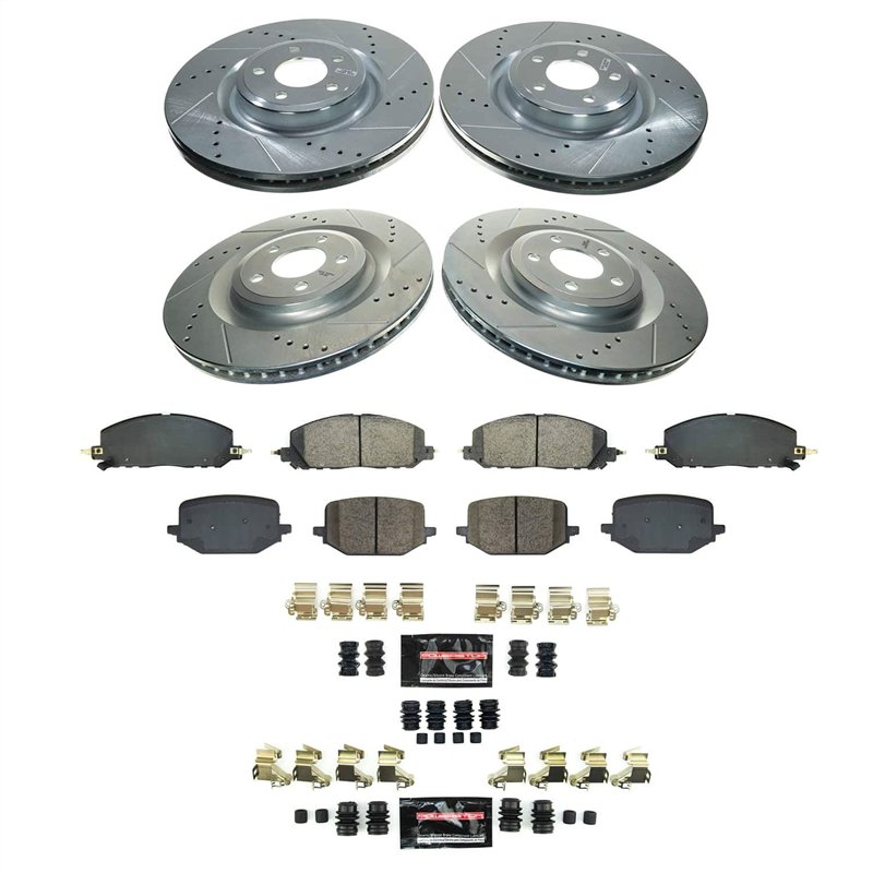 PowerStop | Z36 Truck and SUV Carbon-Fiber Ceramic Brake Pad and Drilled/Slotted Rotor Kit - Avant & Arrière