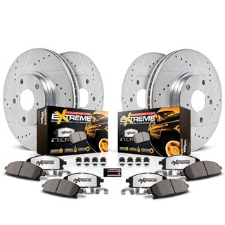 PowerStop | Z36 Truck and SUV Carbon-Fiber Ceramic Brake Pad and Drilled/Slotted Rotor Kit - Front and Rear