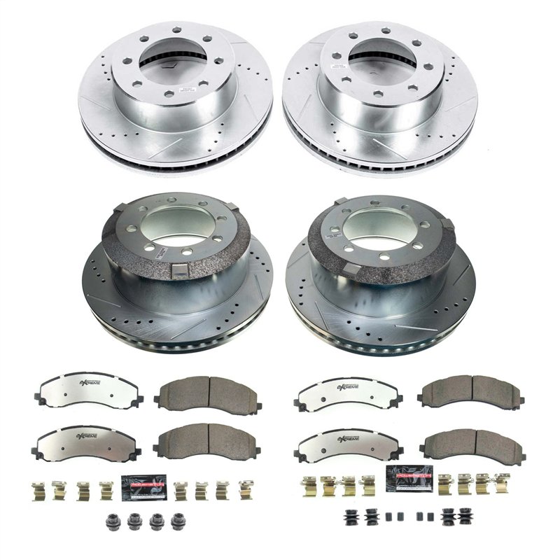 PowerStop | Z36 Truck and SUV Carbon-Fiber Ceramic Brake Pad and Drilled/Slotted Rotor Kit - Front and Rear