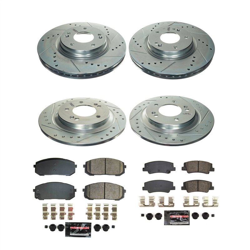 PowerStop | Z23 Daily Driver Carbon-Fiber Ceramic Brake Pad and Drilled/Slotted Rotor Kit - Avant & Arrière