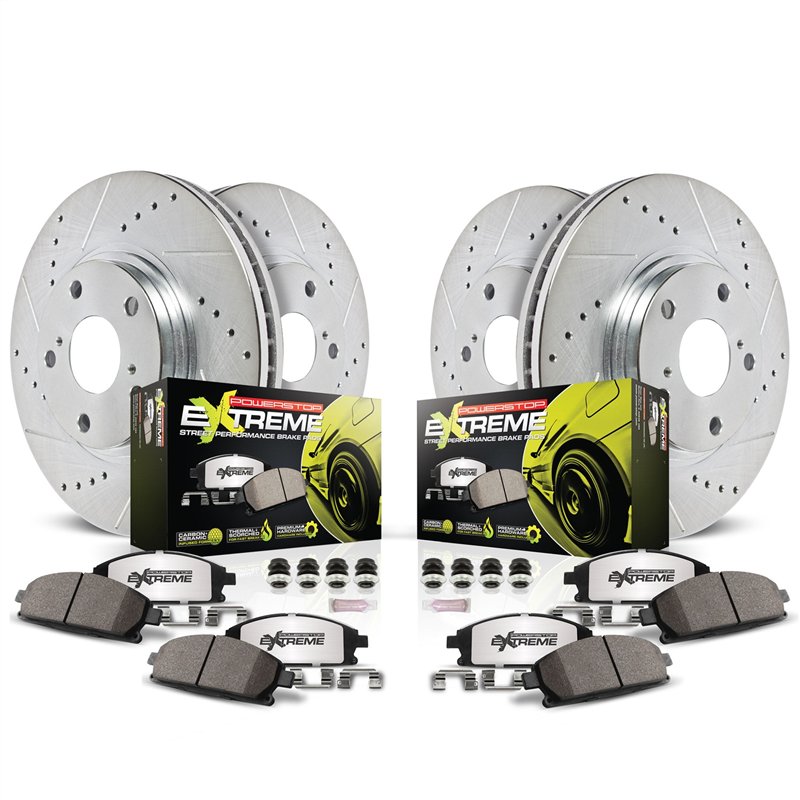 PowerStop | Z26 Street Performance Ceramic Brake Pad and Drilled/Slotted Rotor Kit - Avant & Arrière - 3 2017-2021