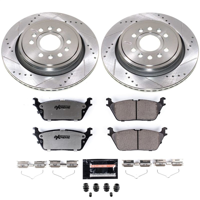 PowerStop | Z36 Truck and SUV Carbon-Fiber Ceramic Brake Pad and Drilled/Slotted Rotor Kit - Rear - Dodge / Jeep 2021-2024