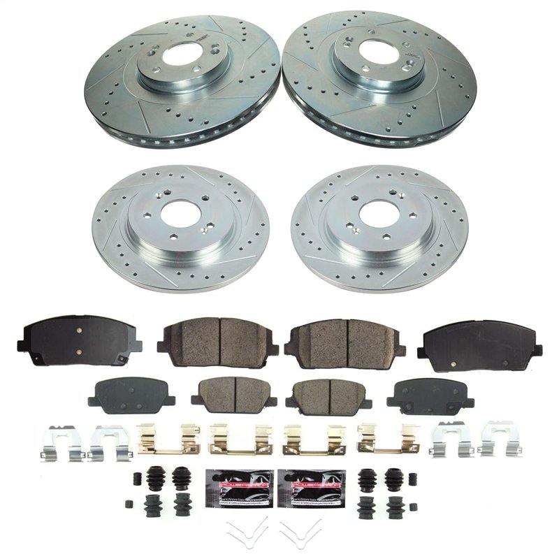 PowerStop | Z23 Daily Driver Carbon-Fiber Ceramic Brake Pad and Drilled/Slotted Rotor Kit - Avant & Arrière