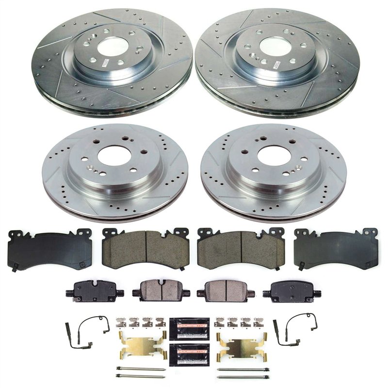 PowerStop | Z23 Daily Driver Carbon-Fiber Ceramic Brake Pad and Drilled/Slotted Rotor Kit - Front and Rear