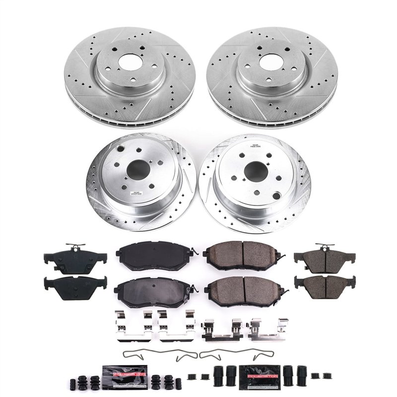 PowerStop | Z23 Daily Driver Carbon-Fiber Ceramic Brake Pad and Drilled/Slotted Rotor Kit - Front and Rear - WRX 2.0T 2021