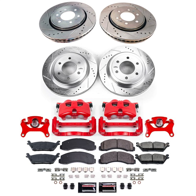 PowerStop | Z23 Daily Driver Carbon-Fiber Ceramic Pads Drilled/Slotted Rotor/Caliper Kit - Avant & Arrière - F-150 2018-2020