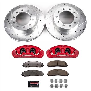 PowerStop | Z36 Truck and SUV Ceramic Brake Pad; Drilled/Slotted Rotor; and Caliper Kit - Front - F-350 6.2L / 6.7L 2016