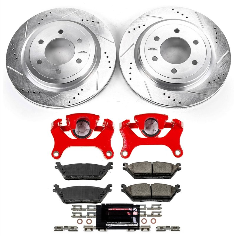 PowerStop | Z23 Daily Driver Carbon-Fiber Ceramic Pads Drilled/Slotted Rotor/Caliper Kit - Rear - F-150 2018-2020