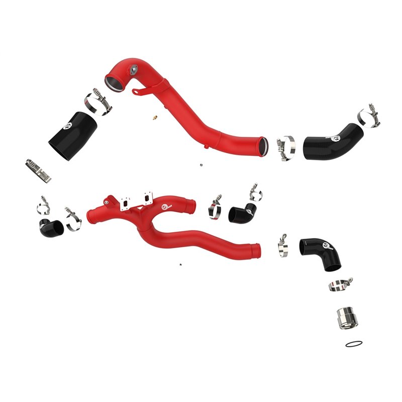 aFe Power | BladeRunner 3in Aluminum Hot & Cold Charge Pipe Kit Red - G70 / Stinger 3.3T 2018-2022