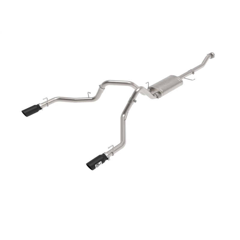 aFe Power | Vulcan Series 3 IN 304 Stainless Steel Cat-Back Exhaust System w/Black Tip - F-150 2.7T / 3.5T 2021-2023 aFe POWE...