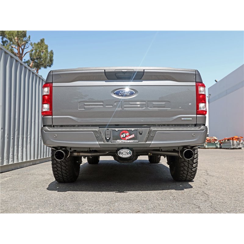 aFe Power | Vulcan Series 3 IN 304 Stainless Steel Cat-Back Exhaust System w/Black Tip - F-150 2.7T / 3.5T 2021-2023 aFe POWE...
