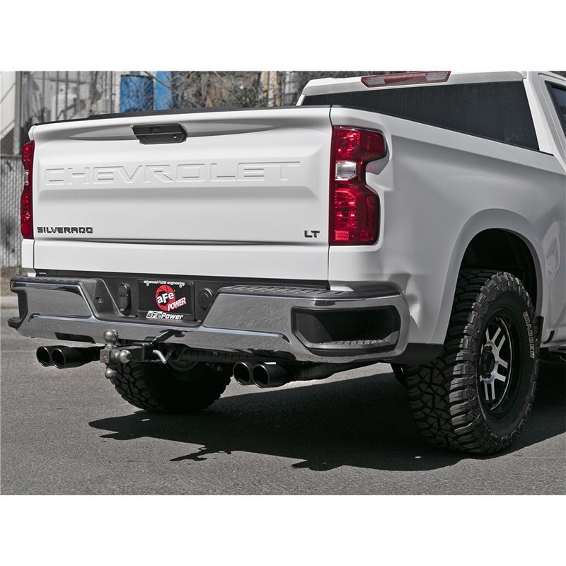 aFe Power | Gemini XV 3 IN 304 Stainless Steel Cat-Back Exhaust System w/Cut-Out Black - Silverado / Sierra 1500 / Limited 5....