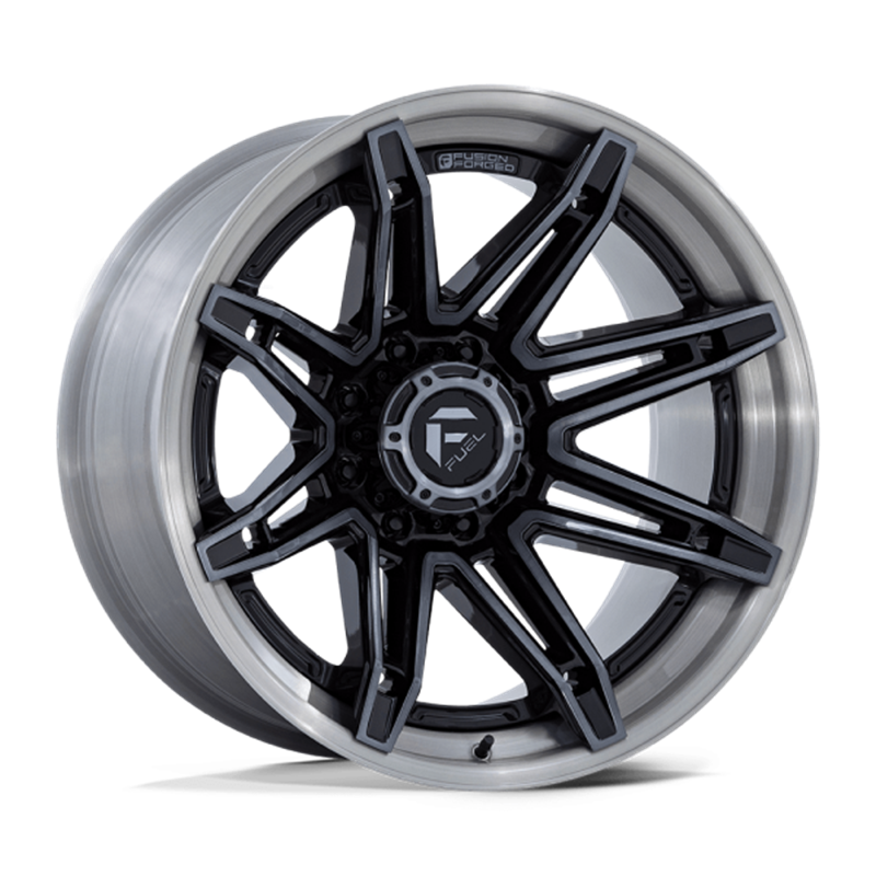 Fuel Off-Road | FC401 20x10.0 ET-18 - GLOSS BLACK WITH BRUSHED GRAY TINT FACE & LIP
