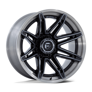 Fuel Off-Road | FC401 22x12.0 ET-44 - GLOSS BLACK WITH BRUSHED GRAY TINT FACE & LIP