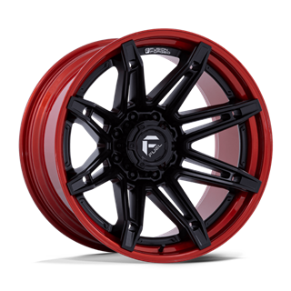 Fuel Off-Road | FC401 20x10.0 ET-18 - MATTE BLACK WITH CANDY RED LIP