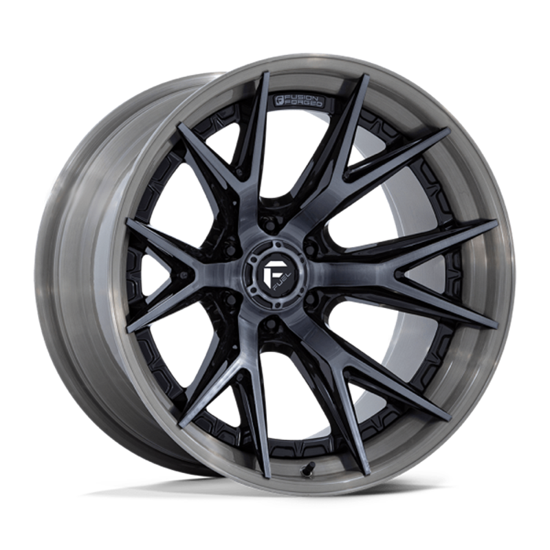Fuel Off-Road | FC402 22x12.0 ET-44 - GLOSS BLACK WITH BRUSHED GRAY TINT FACE & LIP