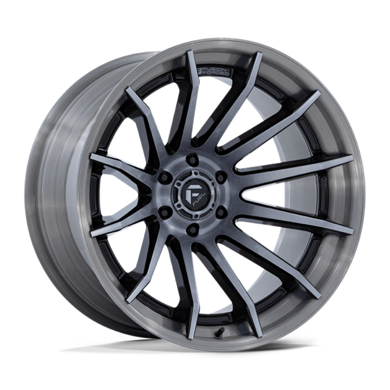 Fuel Off-Road | FC403 24x12.0 ET-44 - GLOSS BLACK WITH BRUSHED GRAY TINT FACE & LIP