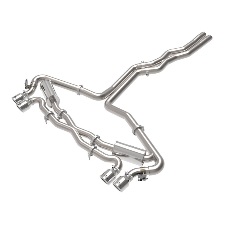aFe Power | MACH Force-Xp 3 IN to 2-1/2 IN Stainless Steel Cat-Back Exhaust System Polished - RS6 Avant 4.0T 2021-2023 aFe PO...