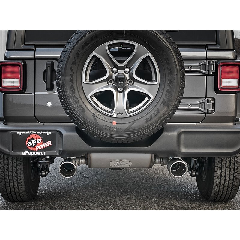 aFe Power | Rebel Series 3in / 2-1/2in 409 SS Cat-Back w/Polish Tip - Wrangler (JL) Unlimited 2.0T 2018-2021
