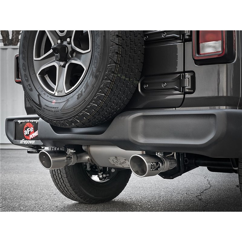 aFe Power | Rebel Series 3in / 2-1/2in 409 SS Cat-Back w/Polish Tip - Wrangler (JL) Unlimited 2.0T 2018-2021