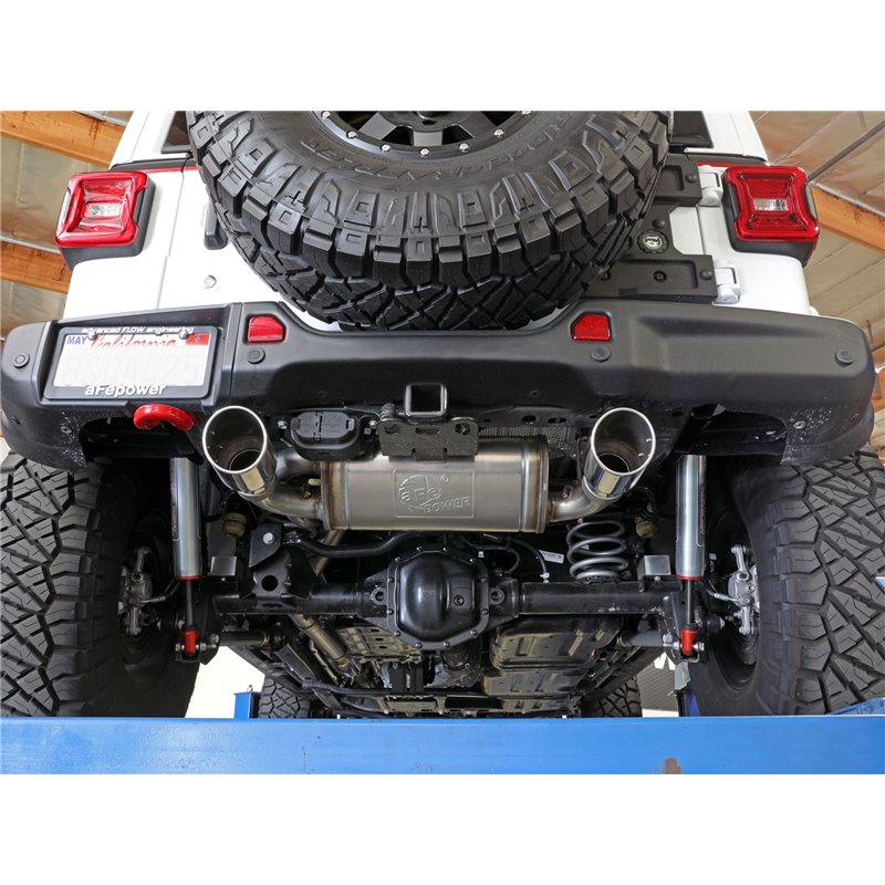 aFe Power | Rebel Series 3in / 2-1/2in 409 SS Cat-Back w/Polish Tip - Wrangler (JL) Unlimited 2.0T 2018-2021