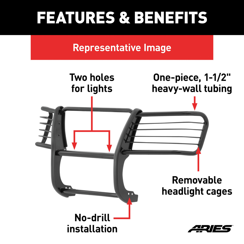 ARIES | Black Steel Grille Guard - Liberty 2.4L / 3.7L 2002-2004