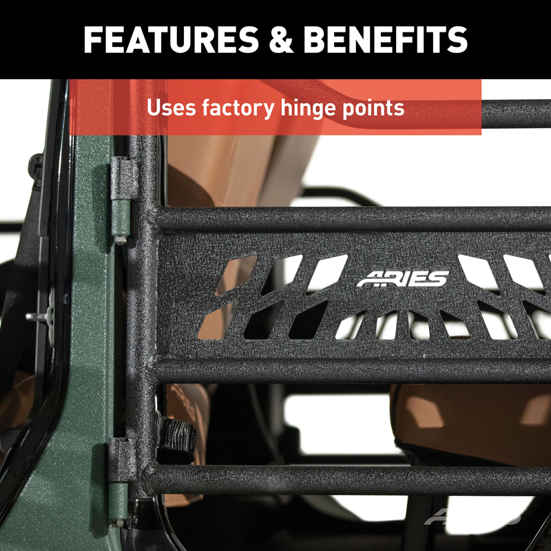 ARIES | Aluminum Rear Tube Doors - Wrangler (JK) Unlimited 3.6L / 3.8L 2007-2018