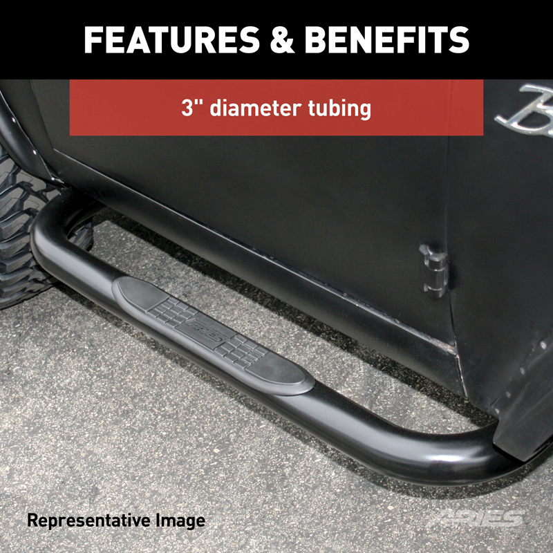 ARIES | 3" Round Black Steel Side Bars - Wrangler 1987-2006 ARIES Step Bars