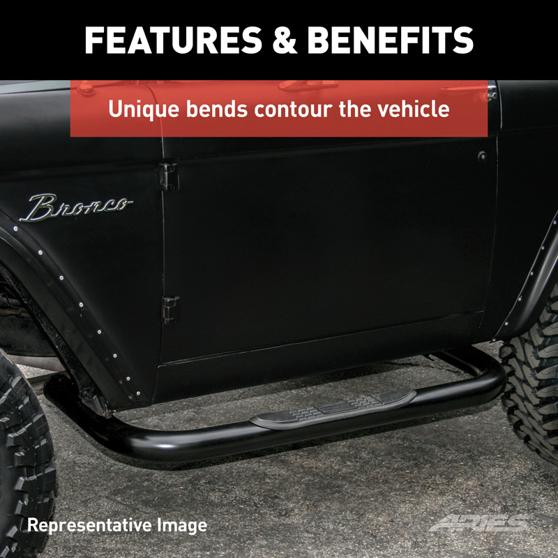 ARIES | 3" Round Black Steel Side Bars - Wrangler 1987-2006 ARIES Step Bars