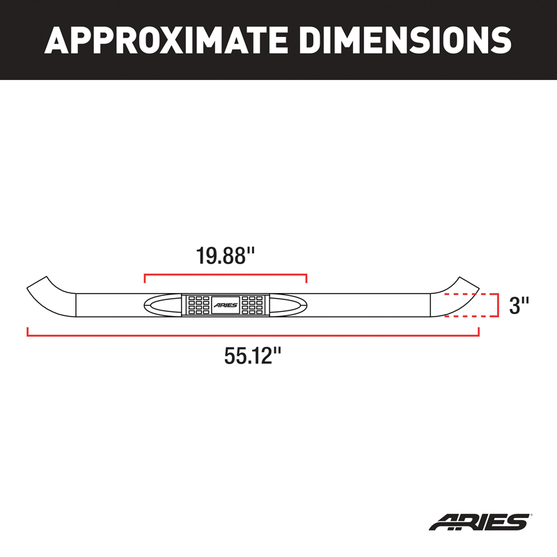 ARIES | 3" Round Black Steel Side Bars - Wrangler (JK) 3.6L / 3.8L 2007-2018 ARIES Step Bars