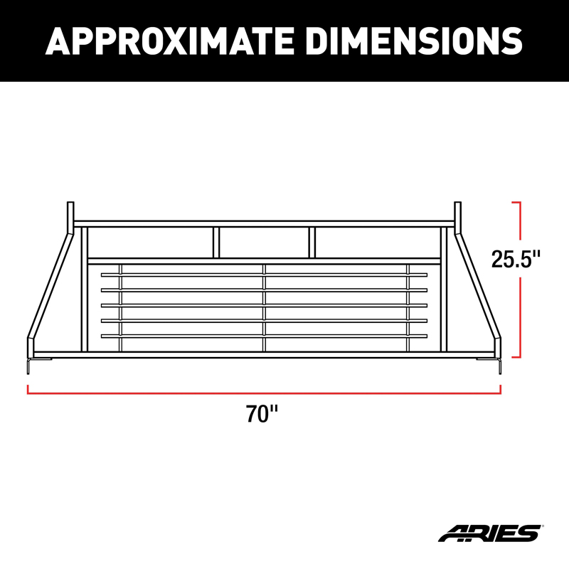 ARIES | Classic Black Steel Headache Rack - Chevrolet / Dodge / Ford / GMC 2000-2022