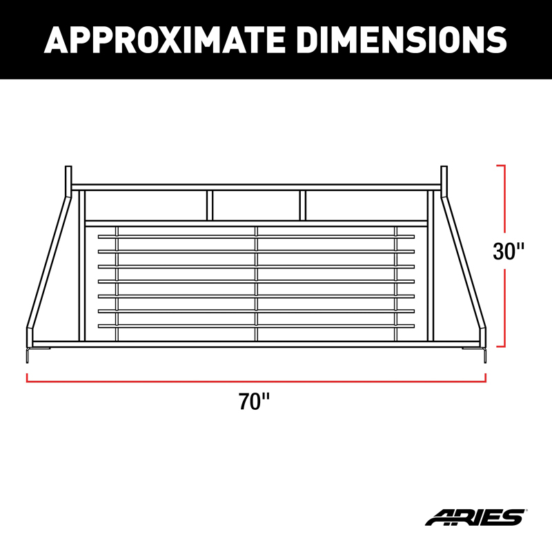 ARIES | Classic Black Steel Headache Rack - F-250 / F-350 2000-2016 ARIES Cab & Bed Racks