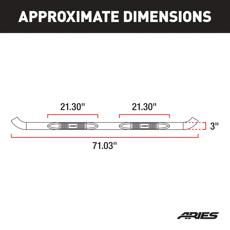 ARIES | 3" Round Black Steel Side Bars - Grand Cherokee 3.0L / 3.6L / 5.7L 2011-2019 ARIES Step Bars