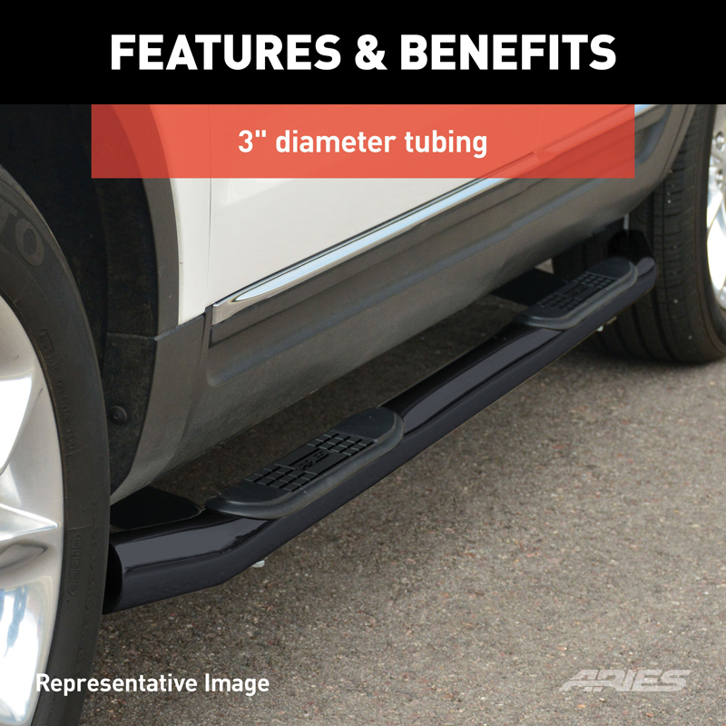 ARIES | 3" Round Black Steel Side Bars - Grand Cherokee 3.0L / 3.6L / 5.7L 2011-2019 ARIES Step Bars