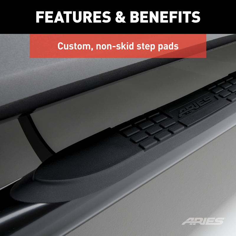 ARIES | 3" Round Black Steel Side Bars - Tacoma 2.4L / 2.7L / 3.4L 2001-2004