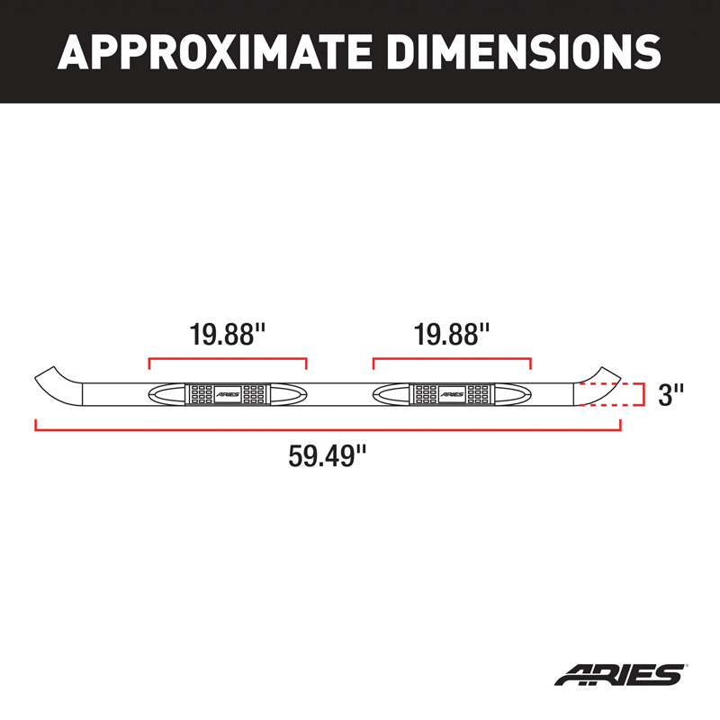 ARIES | 3" Round Black Steel Side Bars - F-150 2009-2014